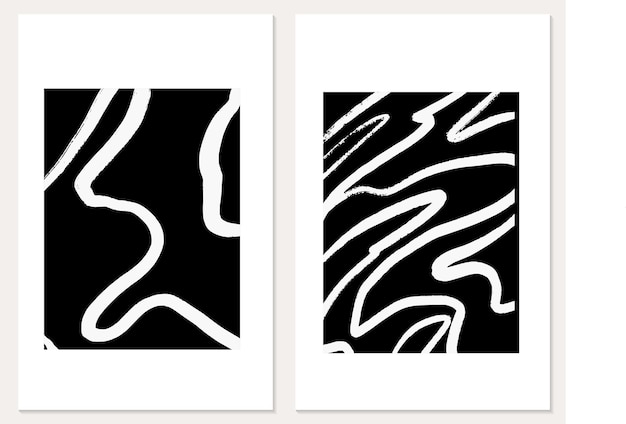 modern wall art with dynamic line brush stroke on black background minimalist abstract print design