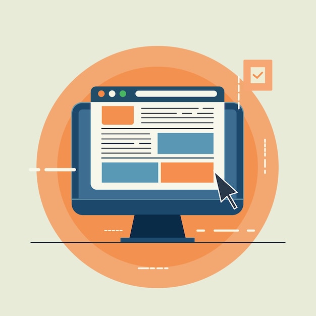 Modern Web Design Concept with Computer Screen and Cursor