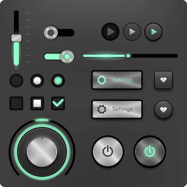 Modern Web UI Toolkit Featuring Sliders Buttons Toggles and Settings for Digital Interfaces