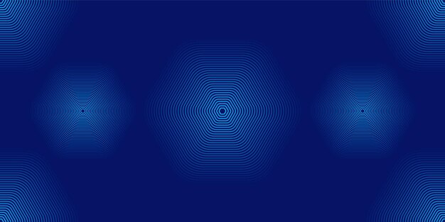 Moderní modrý gradientní šestiúhelníkový návrh tvaru Tmavě modré pozadí Abstraktní geometrické linie