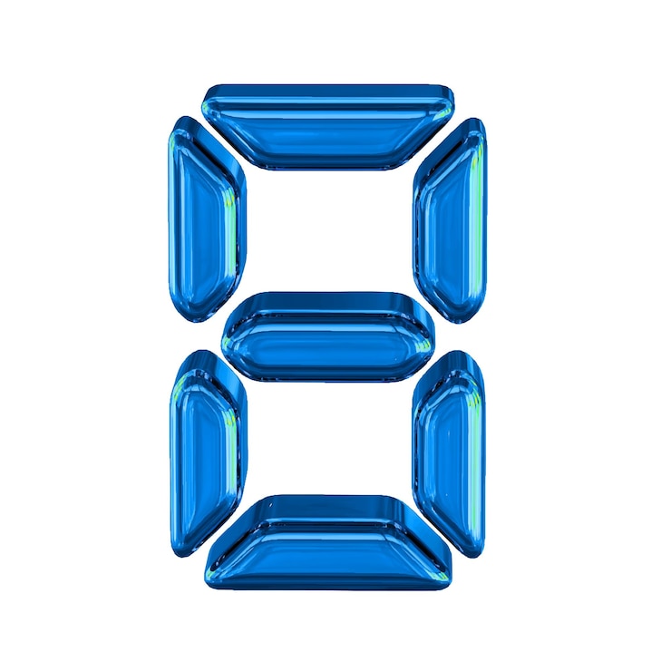 Vektor modrý symbol vytvořený jako digitální text, číslo 8