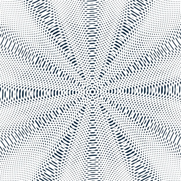 Moire pattern, op art background. Relaxing hypnotic backdrop with geometric black lines. Abstract vector tiling.