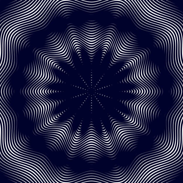 Moire pattern, op art vector background. Hypnotic backdrop with geometric black lines. Abstract tiling.