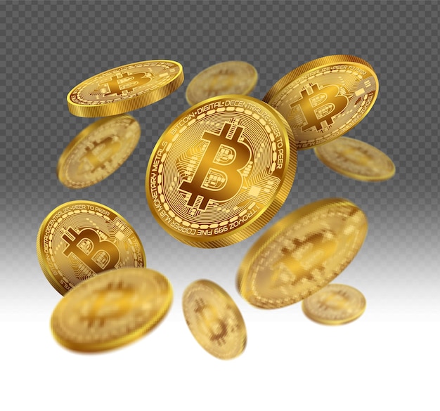 money coins floating in the air on transparent white