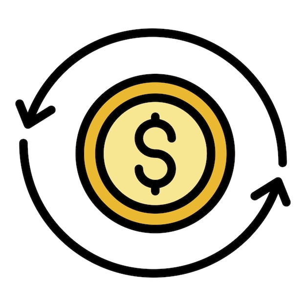 money convert icon outline money convert vector icon color flat isolated