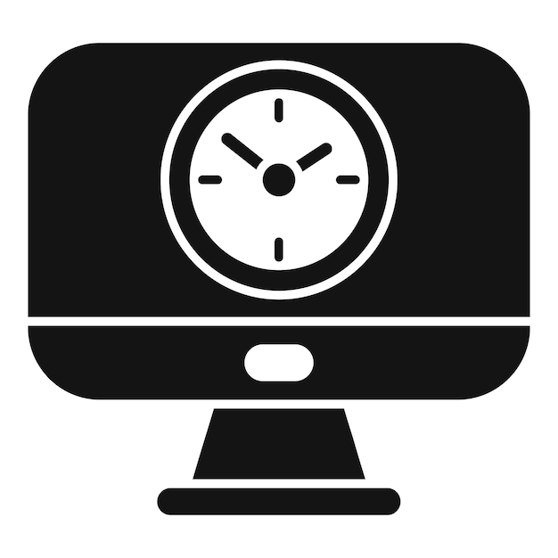 Monitor clock icon simple vector Work project Task timer