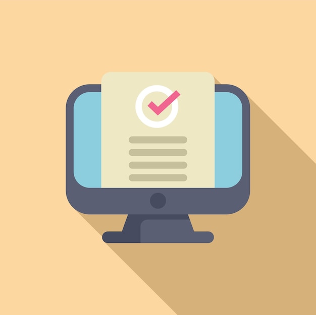 Monitor online access document icon flat vector Regulated products