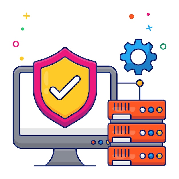 Monitor with shield showcasing system security icon