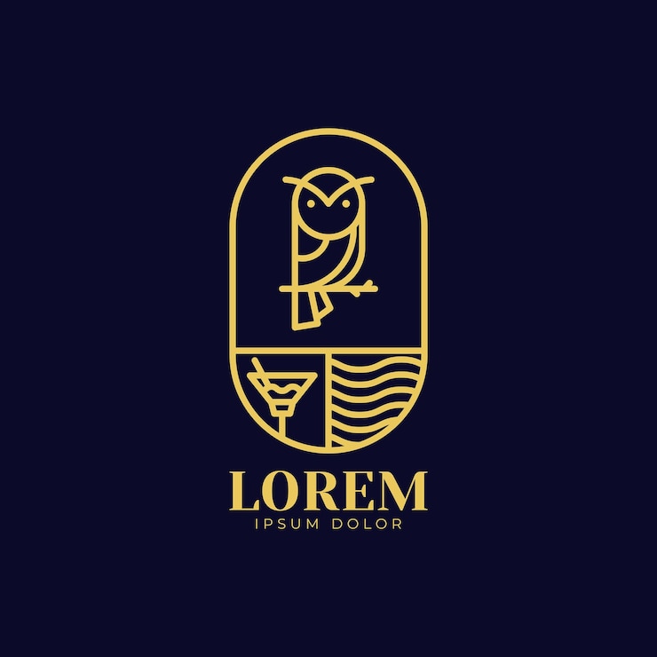 Vektor monolinové logo kavárny sova