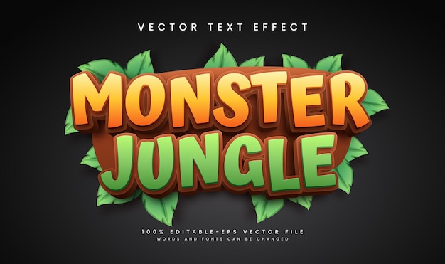 monster jungle editable vector text effect with tropical green concept
