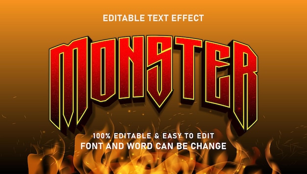 monster text effect with modern 3d style that can be edited