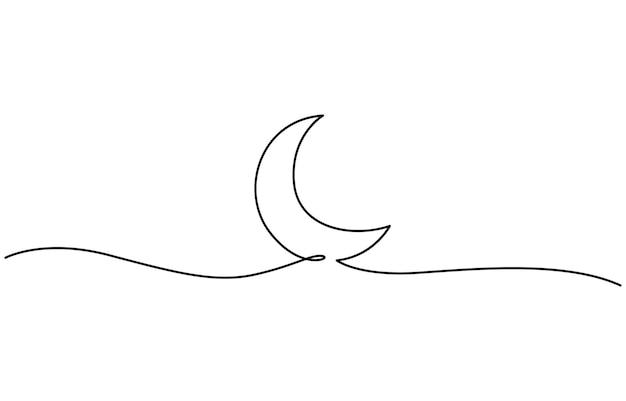 moon in continuous line drawing style line art moon icon vector illustration