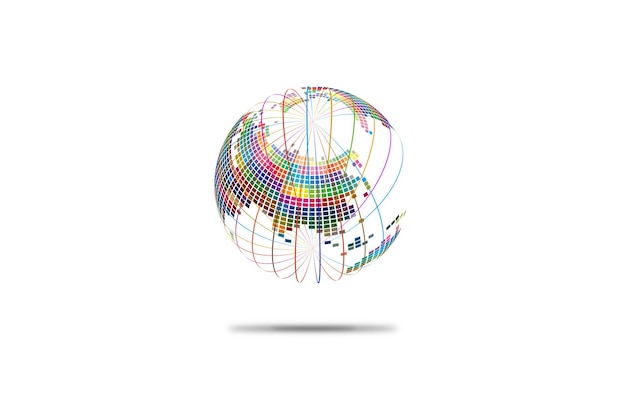 mosaic of spherical world map abstract vector background