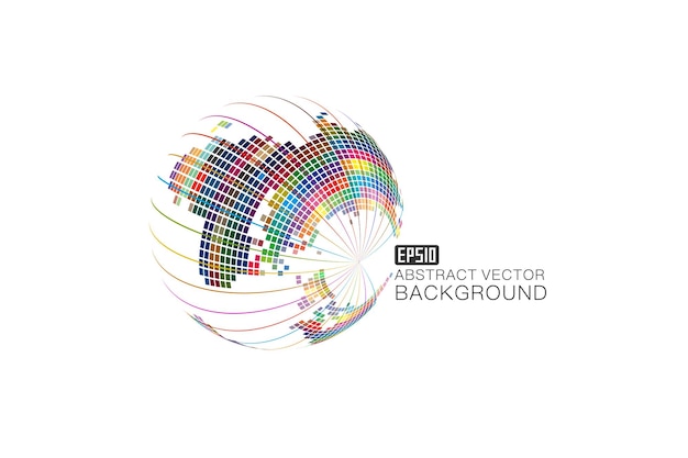 mosaic of spherical world map abstract vector background