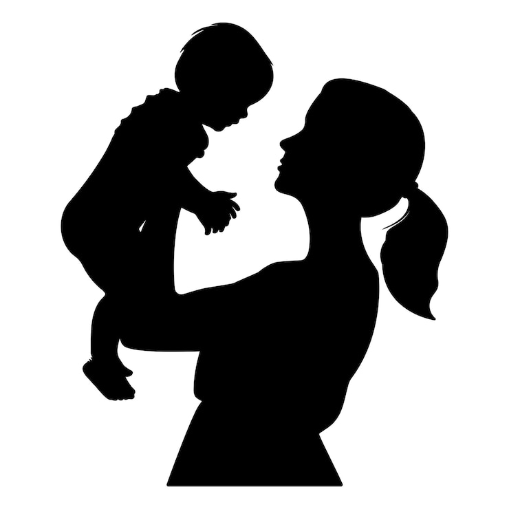 Vektor mother lifting his son silhouette vector illustration