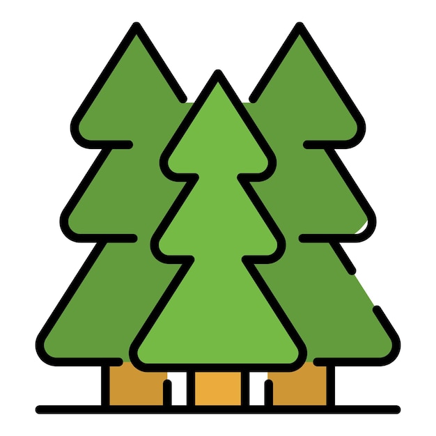 mountain fir tree icon outline mountain fir tree vector icon color flat isolated on white