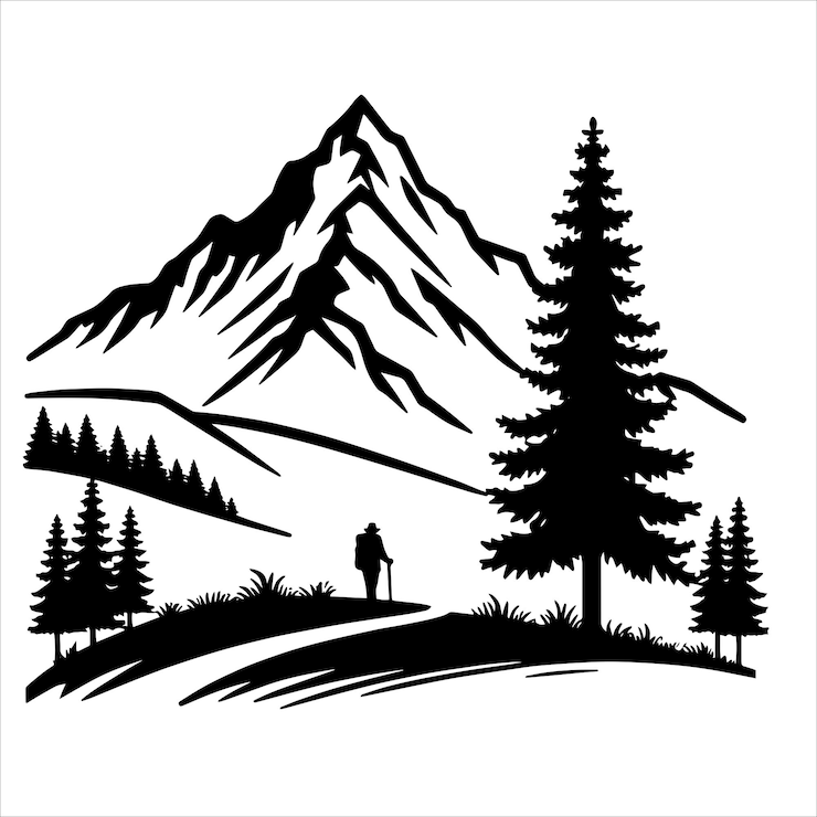 Vektor mountains forest hiking svg
