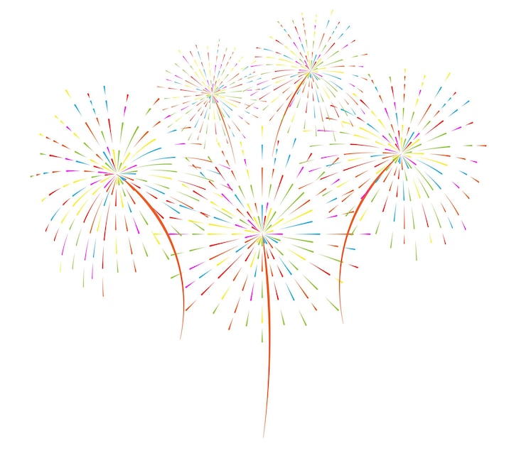 Vektor multicolored fireworks on white background flat design vector illustration