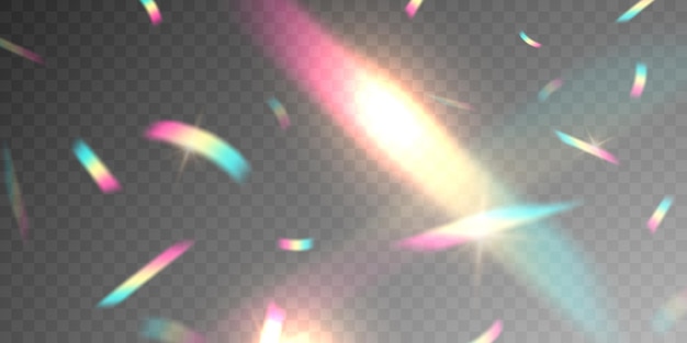 multicolored light effect and zigzag ribbons falling from above on streamer tinsel vector