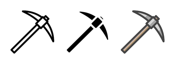 Vektor multipurpose pickaxe icon in outline glyph filled outline style