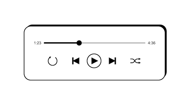 music player retro interface vector template isolated flat audioplayer application window