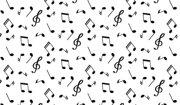 music symbol pattern in doodle style drawn with a pencil Music symbol on a white background
