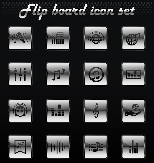 Musical vector flip mechanical icons for user interface design