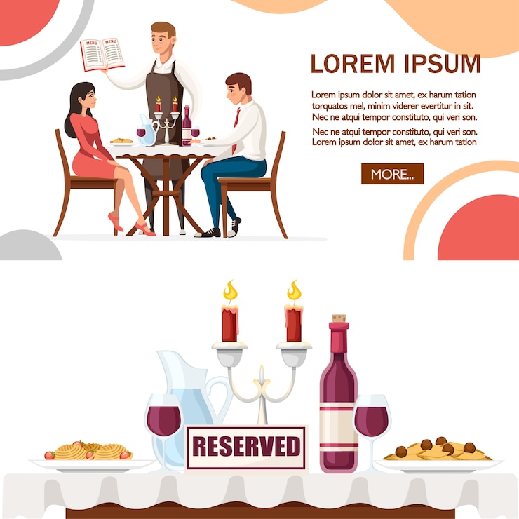 Vektor muž a žena na rande v restauraci