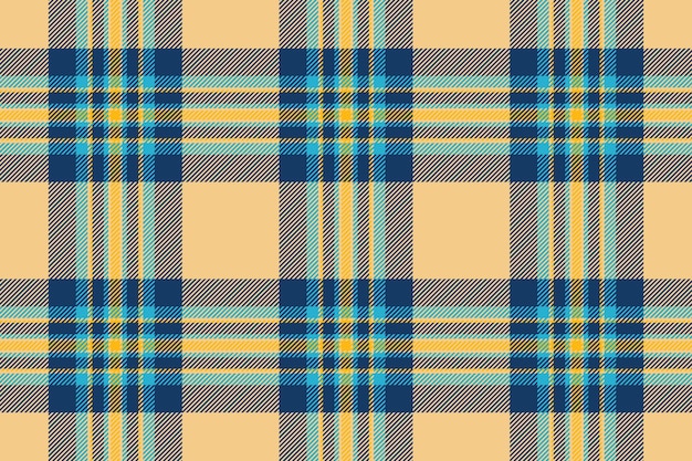 Naked seamless textile texture deco fabric check background Coat vector pattern tartan plaid in amber and blue colors