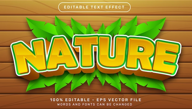nature 3d text effect and editable text effect with wood texture background