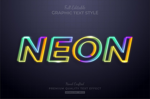 neon colorful line editable text effect font style