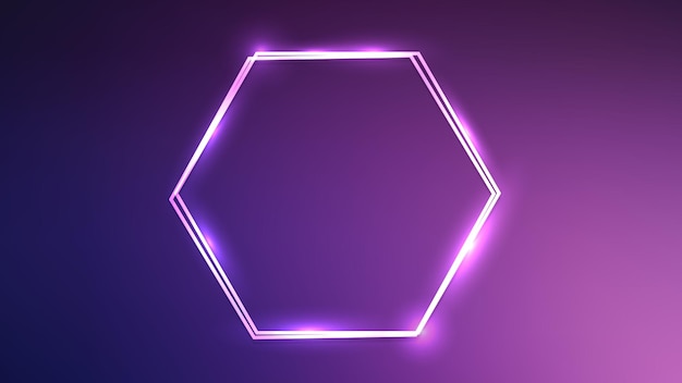 neon double hexagon frame with shining effects