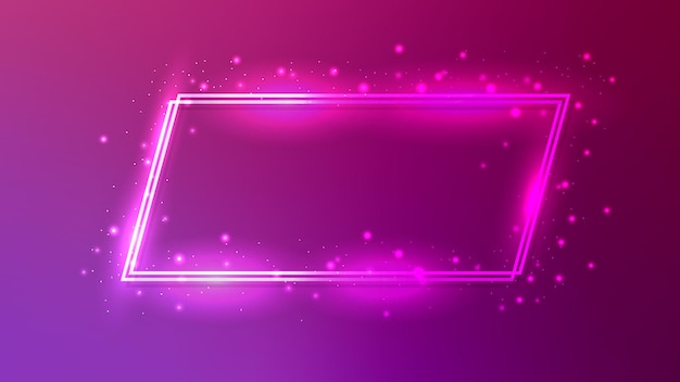 neon double quadrangle frame with shining effects and sparkles