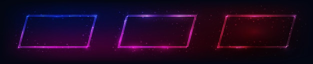 neon double rectangular frame with shining effects