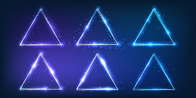 neon double triangular frame with shining effects
