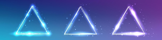 neon double triangular frame with shining effects