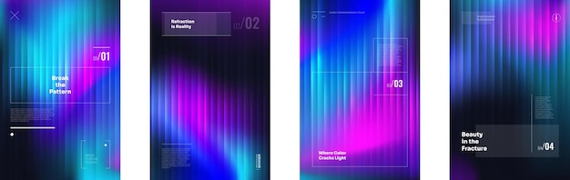 neon fractal glass effect with fluid gradient and prismatic distortion wavy vertical lines