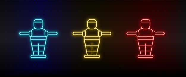 neon icons table football game retro arcade set of red blue yellow neon vector icon on darken background
