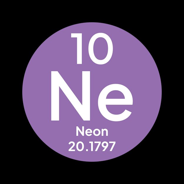 Neon Ne chemical periodic element icon The chemical element of the periodic table Sign with atom