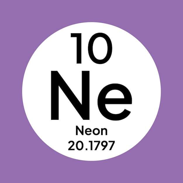 Neon Ne chemical periodic element icon The chemical element of the periodic table Sign with atom