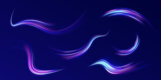 Neon stripes in the form of drill turns and swirl Speed of light concept background