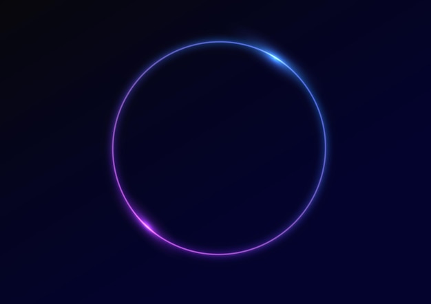 Neon swirl Curve blue line Glowing round with light effect Tunnel Blue circle portal spiral Vector