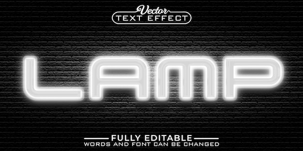 Neon White Lamp Vector Editable Text Effect Template