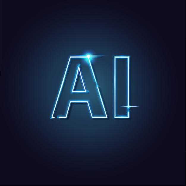 Neonové světlo s písmeny AI (Umělá inteligence).