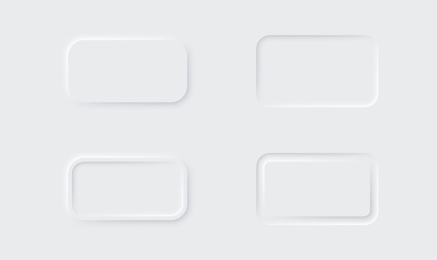 Neumorphic rectangle set White style Web elements 3d design