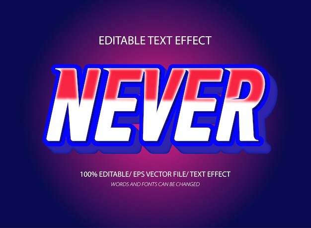 Never 3d editable text effect template