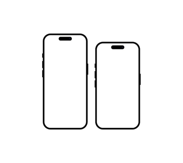 New modern realistic front view black smart phone mockup isolated on white Cellphone mobile
