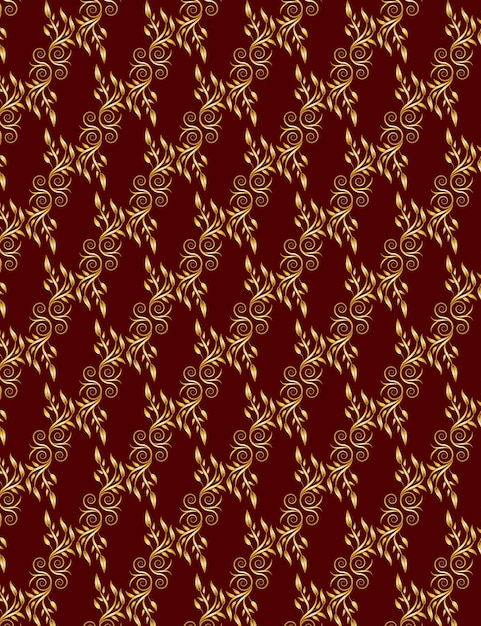 New style golden floral ornament frame pattern background design vector on Carmine red color