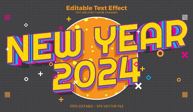 New Year 2024 editable text effect in modern trend style