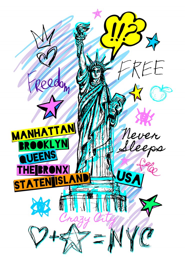 Vektor new york city statue of liberty, freedom, poster
